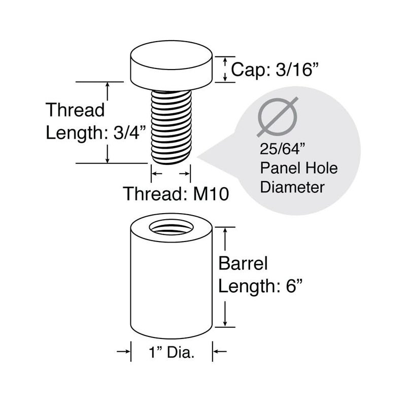 OUTWATER Stainless Steel Standoff 1 Inch Diameter x 6 Inch Barrel Length Brushed Finish for PVC, Glass and Acrylic Sign Stand Off Wall Anchors and Screws 4 Piece Pack for Heavy Signs - Image 2